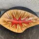 Fruit bowl in glazed ceramic, red design motif, Vallauris, vintage