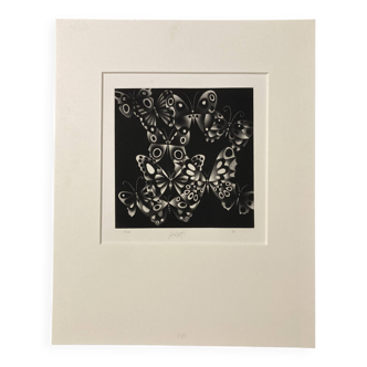 Mario avati (1921-2009), butterflies, black manner, 1970