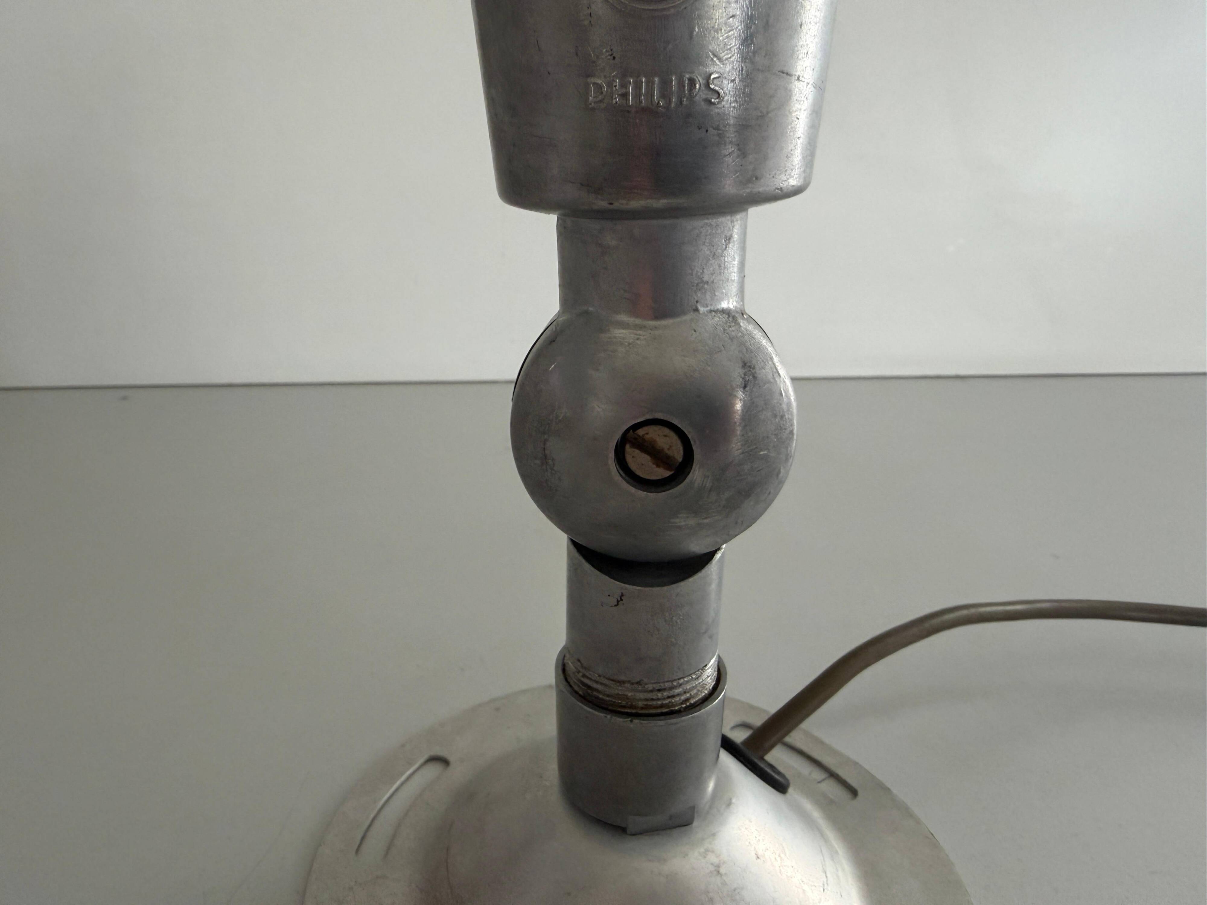 Adjustable head table lamp in aluminium by Philips, 1960s, Germany