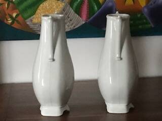 Pair of white porcelain flower vases