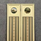 Louis XVI style screen with two leaves in lacquered wood circa 1850
