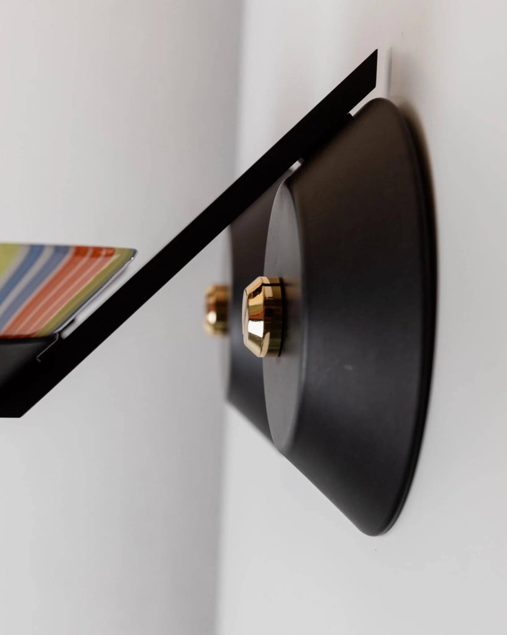 Set of 2 Vintage Murano Glass Wall Lamps with Multicolor Striped Shades and Matte Black Holders