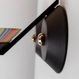 Set of 2 Vintage Murano Glass Wall Lamps with Multicolor Striped Shades and Matte Black Holders