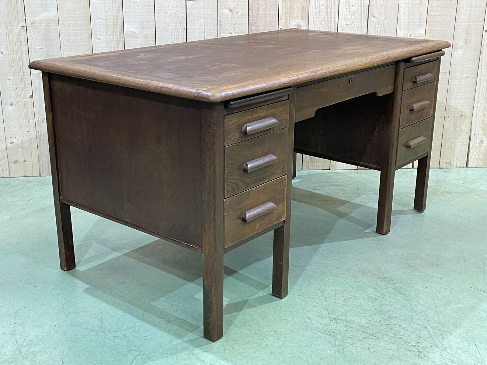 60s English flat desk in oak