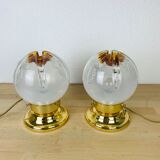 Pair of Mazzega Murano Hollywood Regency gold lamps