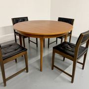 Vintage teak extendable round dining table Scandinavian design 1960s