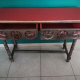 Wooden console 2 drawers antique Chinese style