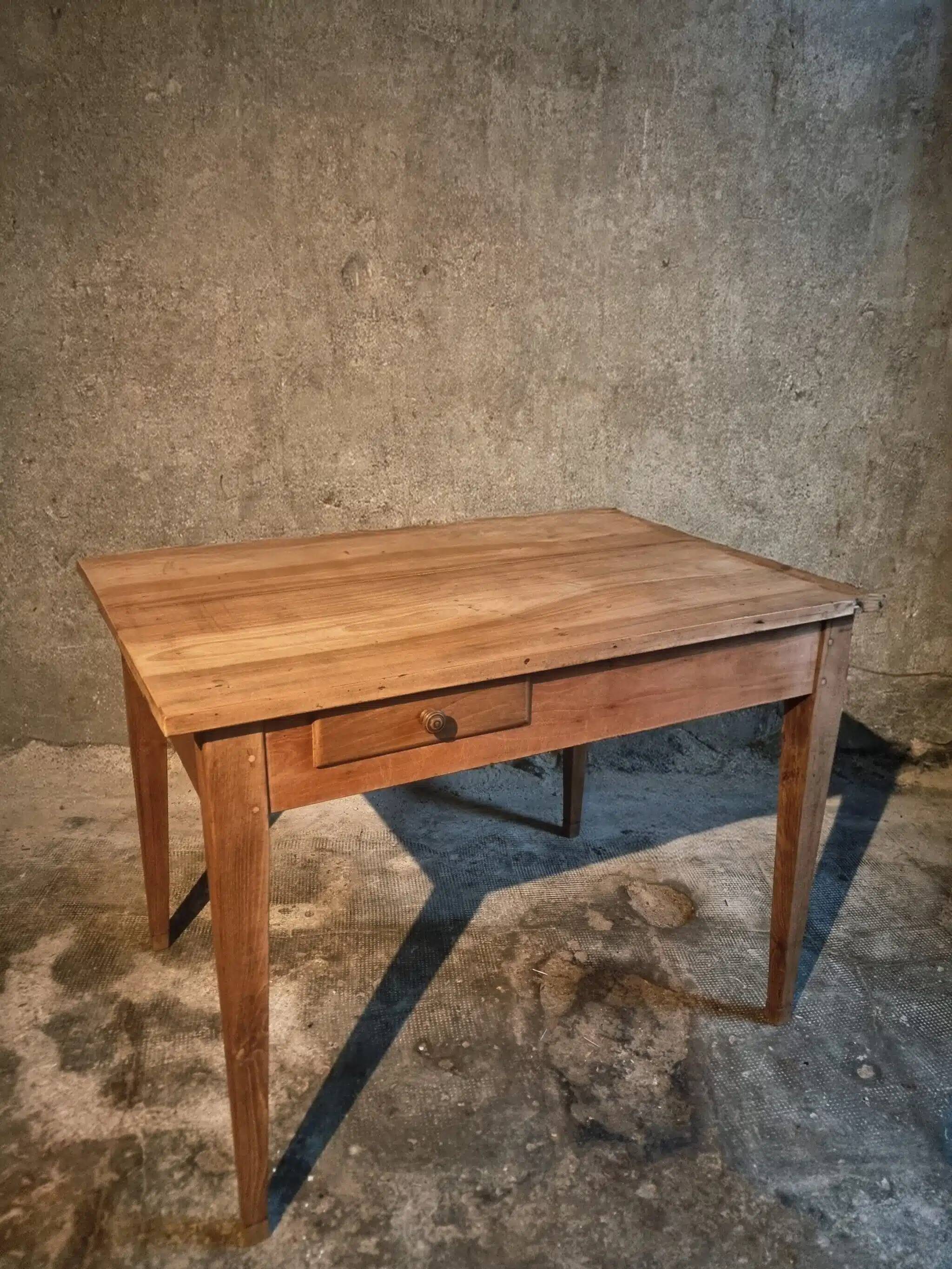 French rural farmhouse table with two drawers, 19th century.
