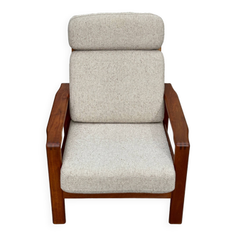 Scandinavian armchair in teak and wool, 1960.