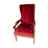 Fauteuil rembourré en velours rouge et d’acajou conçu par Frits Henningsen