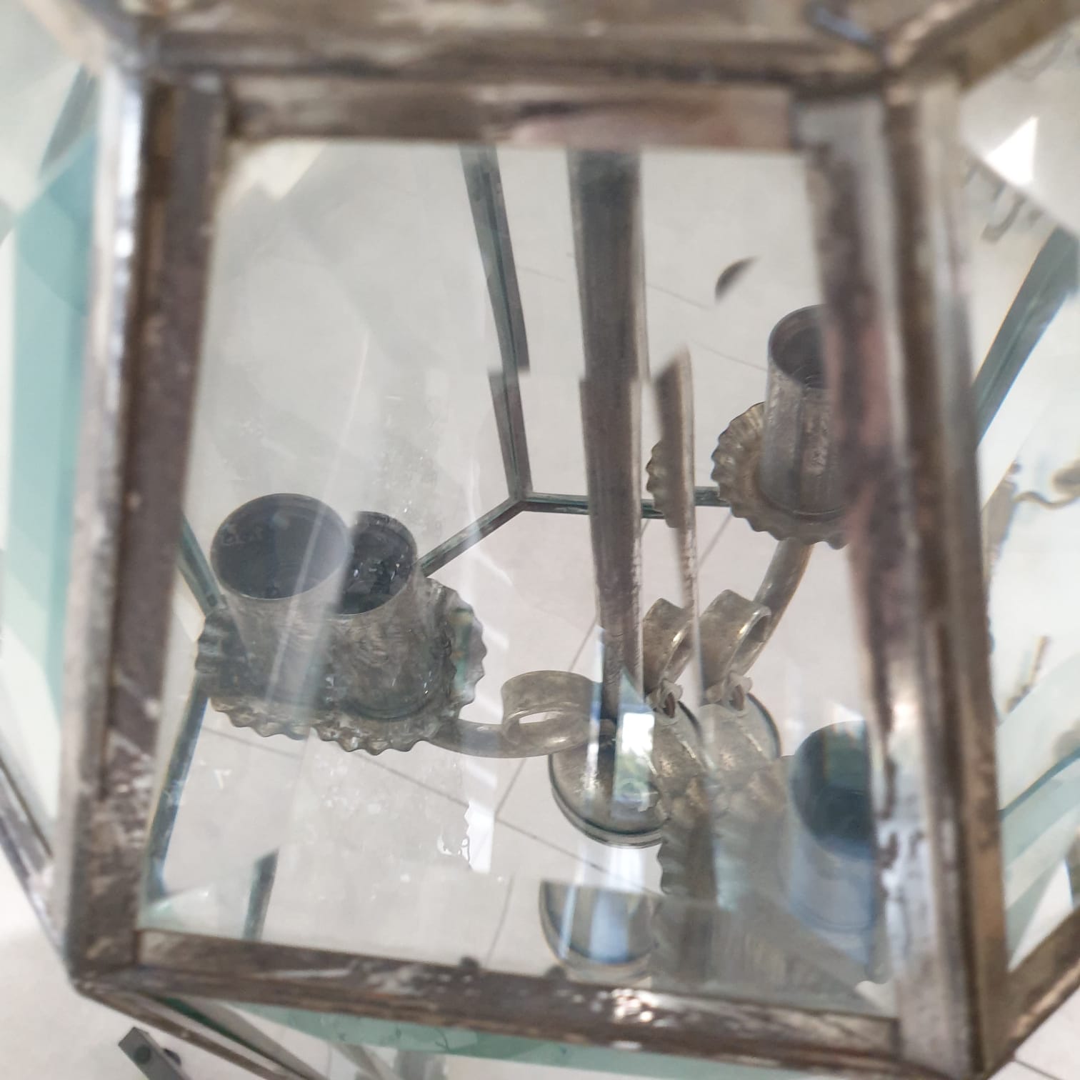 Lustre en étain et verre biseauté Veneto