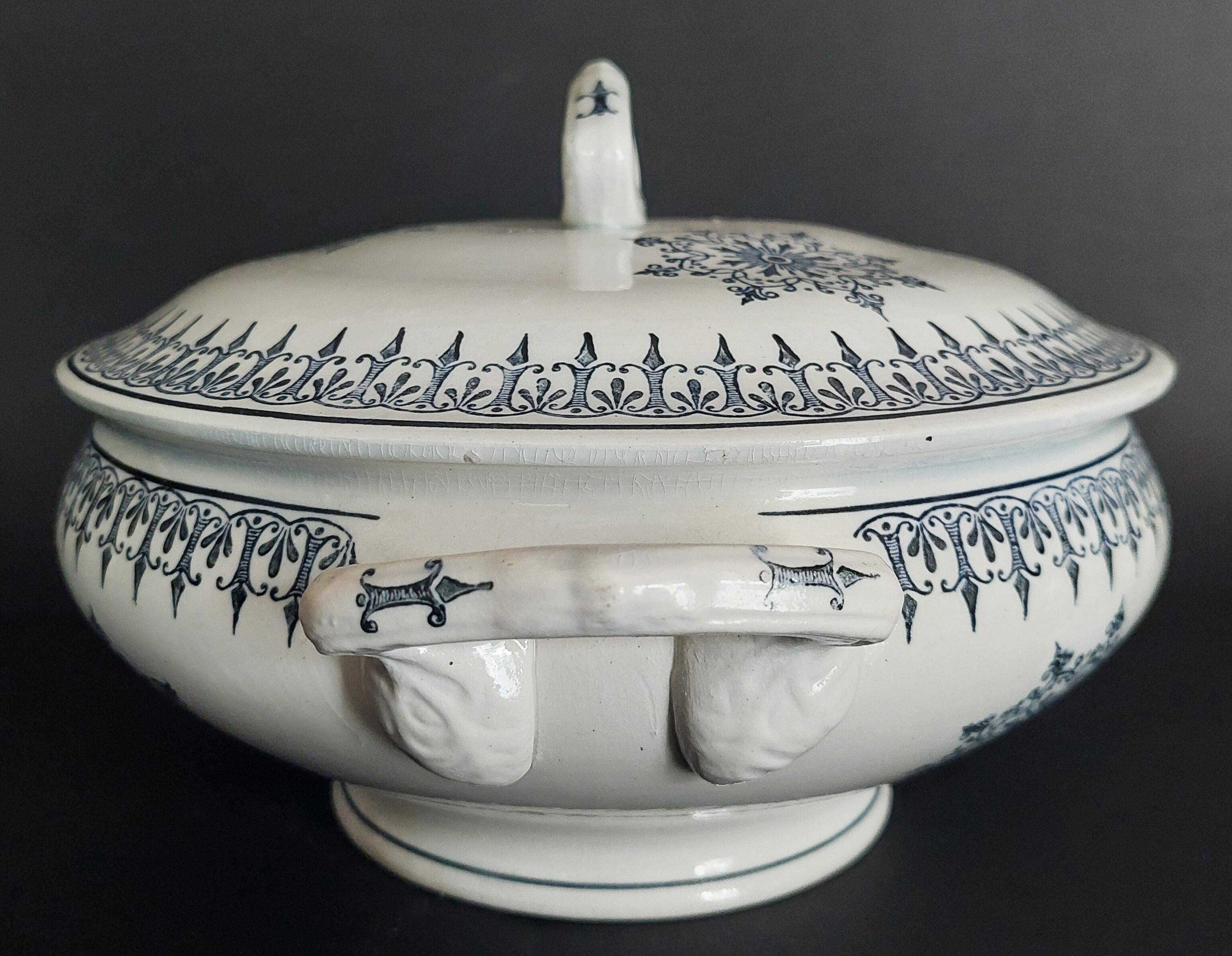 Antique Saint Amand earthenware tureen with Primax decoration