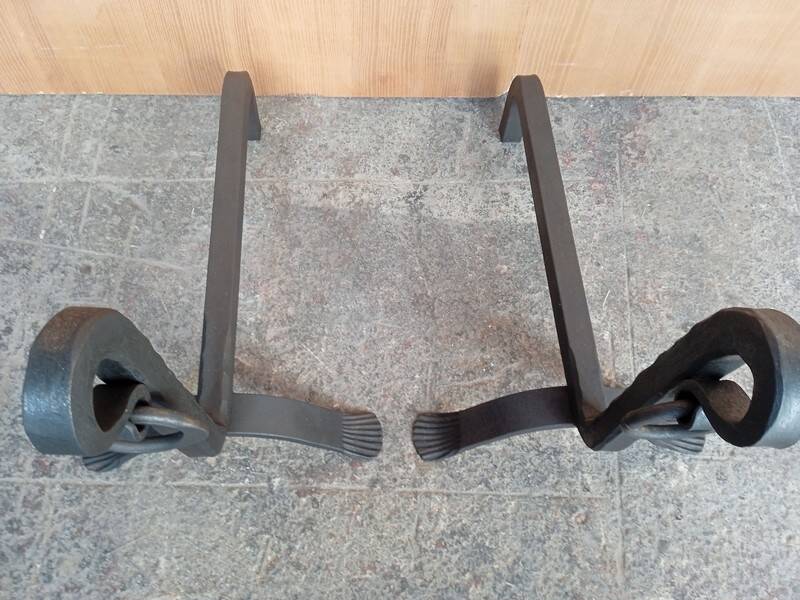 Pair of modernist andirons from the 1930s/40s