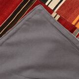 Red & Green Striped Pattern Turkish Kilim Rug, 270x383Cm