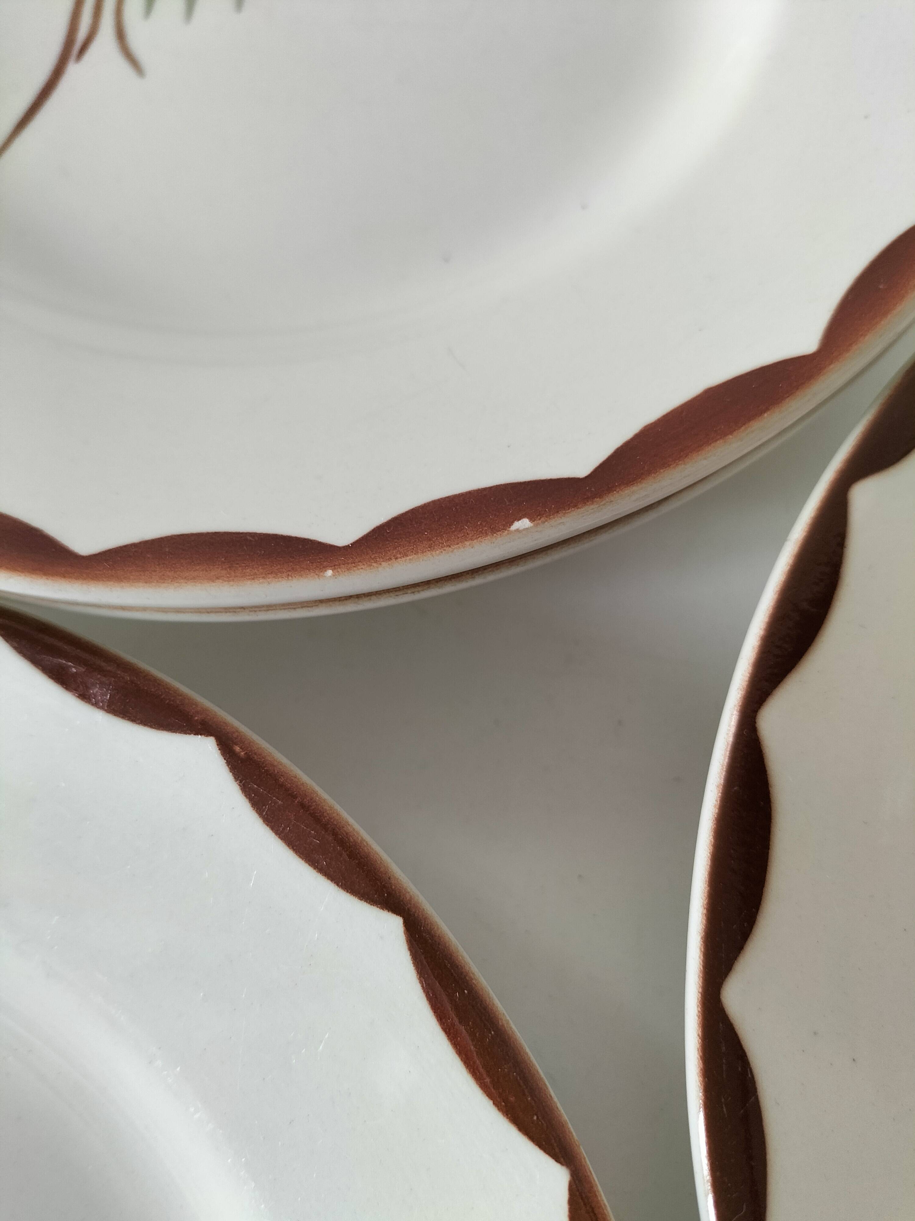 6 dessert plates HBCM Montereau model Huguette