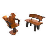 Brutalist bench and armchair set