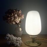 Vintage globe table lamp in white opaline