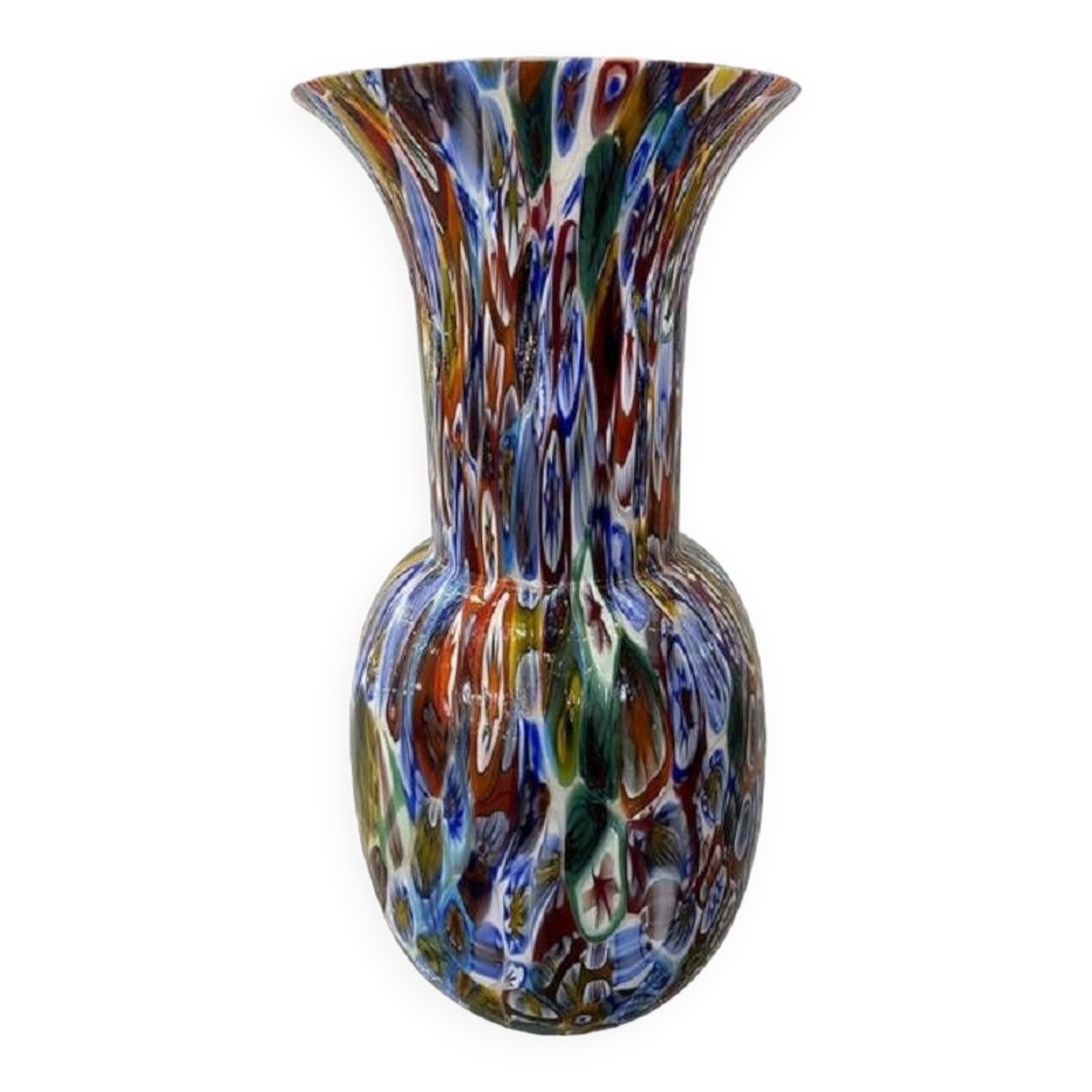 Contemporany vase murrine sphere in murano style glass with multicolored murrine like venini style b