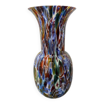 Vase contemporain murrine sphère en verre de style murano avec murrine multicolore comme venini style b