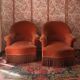 Pair of pink velvet tub chairs