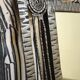 Large Art Deco mirror in hammered iron – Geometric decoration with rosettes