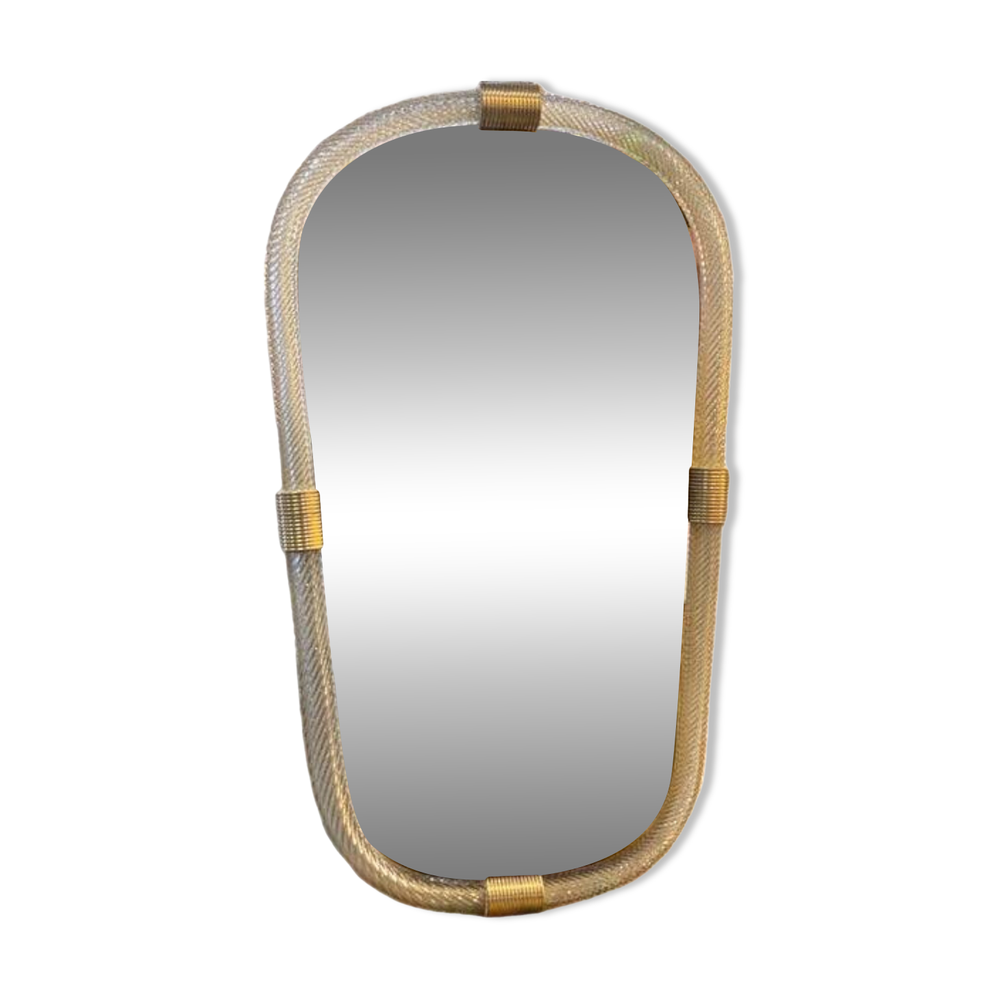 Venetian "Torgiglione" Murano Glass Wall Mirror in Barovier Style