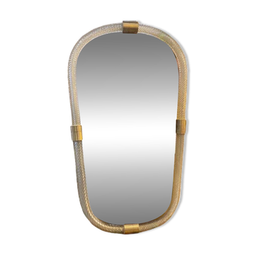 Venetian "Torgiglione" Murano Glass Wall Mirror in Barovier Style