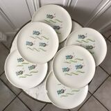 Set of 6 flat plates model Poisson Saint-Amand 50s