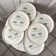 Lot de 6 assiettes plates modèle Poisson Saint-Amand années 50