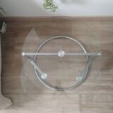 Table Basse en Verre et Métal Chromé