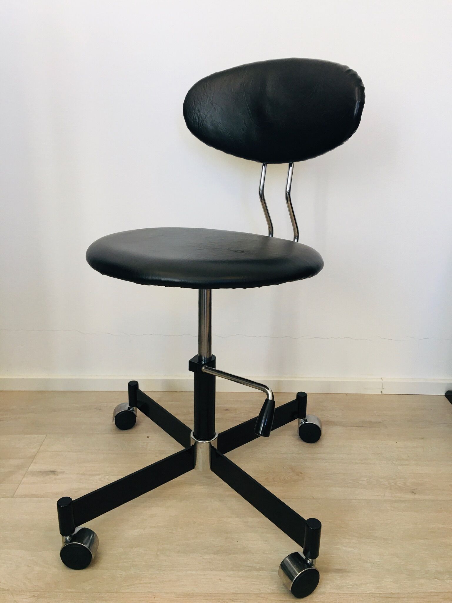 Black Leather Office chair, 1970s