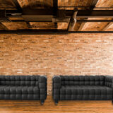 Kubus Sofas, Two Places by Josef Hoffmann for Wittmann, 1980s, Set of 4