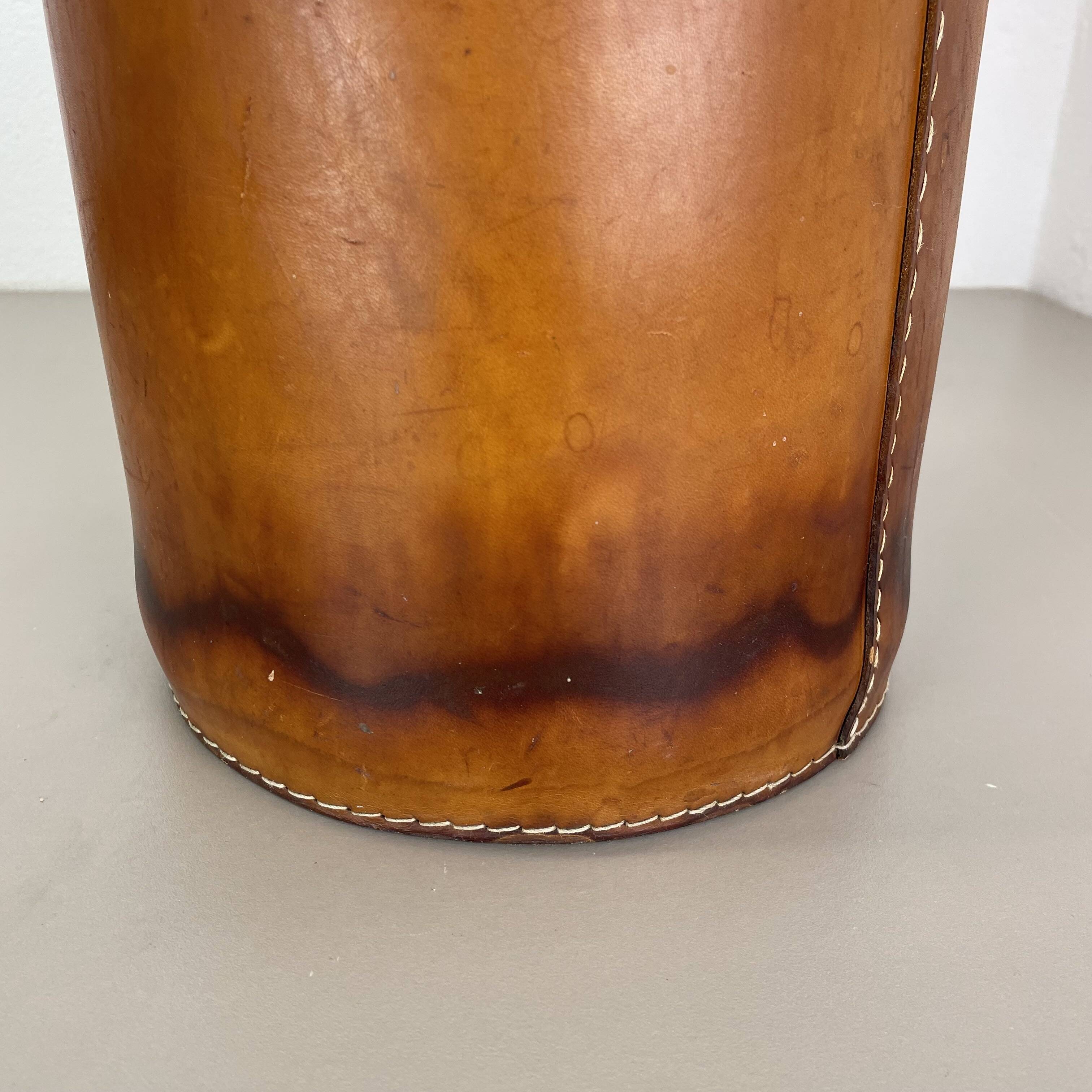 lovely real leather paper bin basket by Torben Ørskov & Co Denmark, 1960s