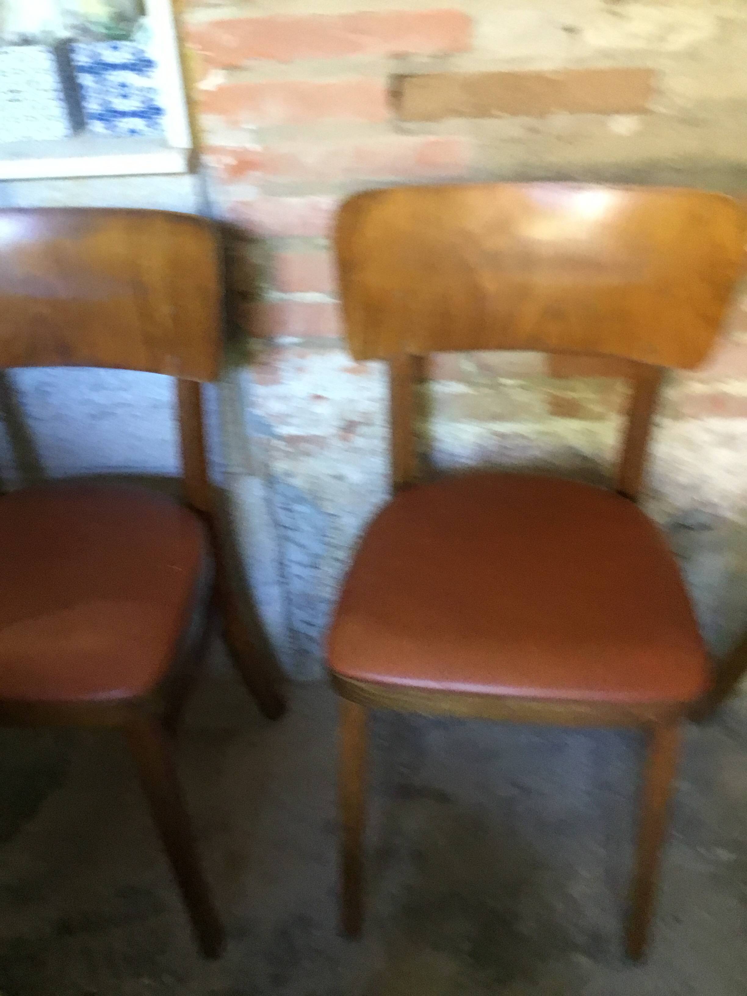 Lot de 3 chaises bistrot thonet bois courbé et skaï marron
