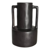 Vase moderniste en céramique noire / fabrication artisanale / vintage