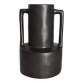 Modernist black ceramic vase / handmade / vintage
