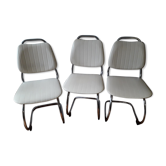 3 white skai chairs, 70's