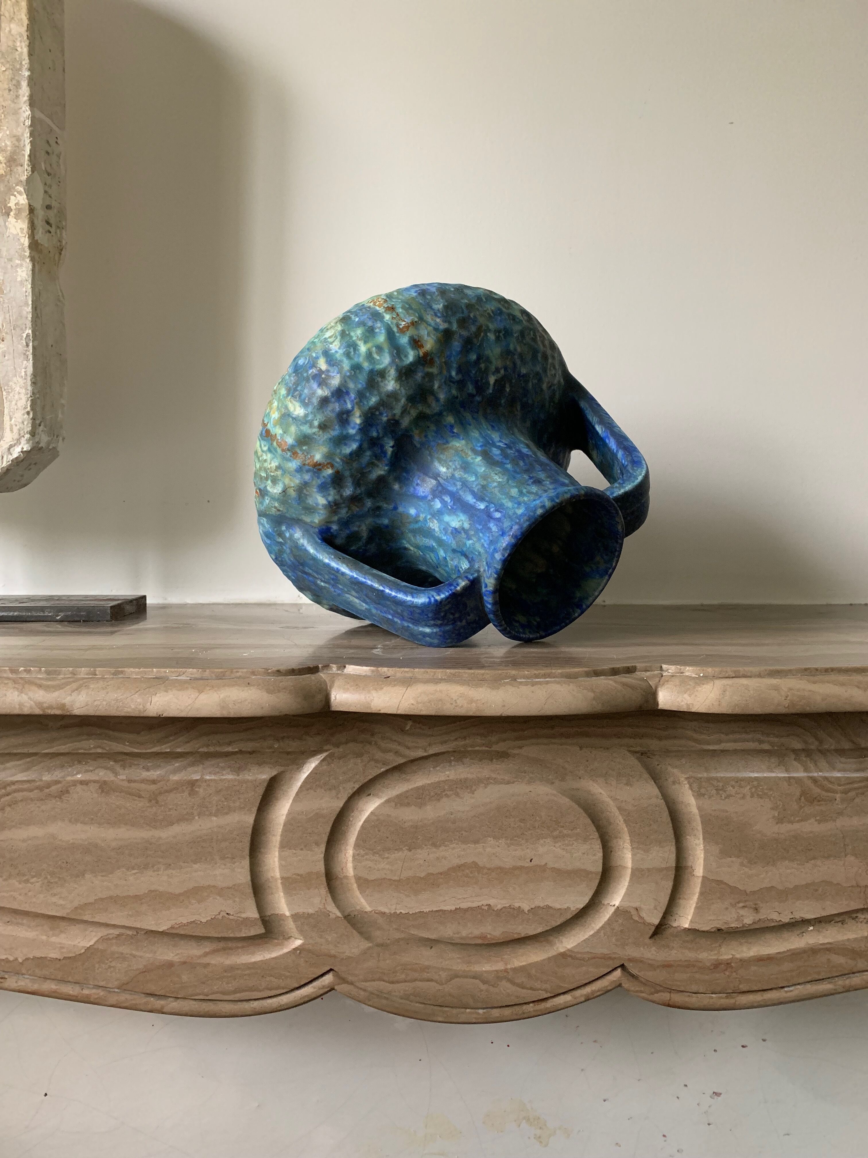 Blue amphora vase dyed nympheas