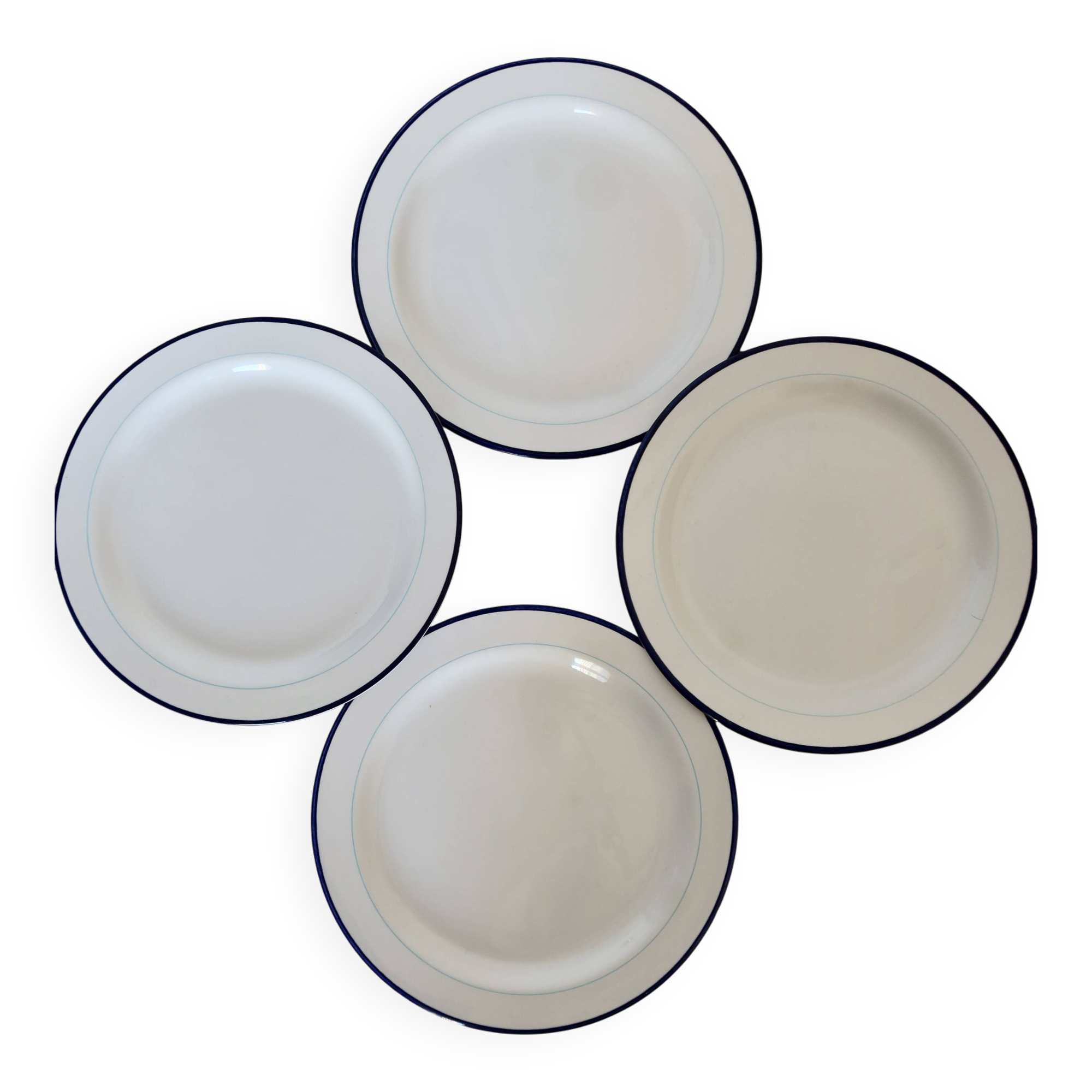 4 vintage Italian blue and white porcelain Nueva Fontebasso dinner plates