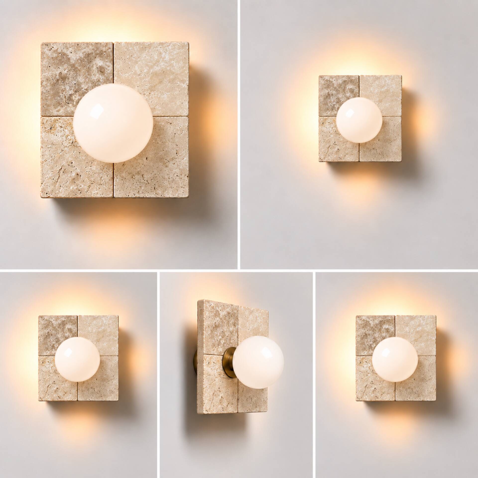 Wall light in travertine