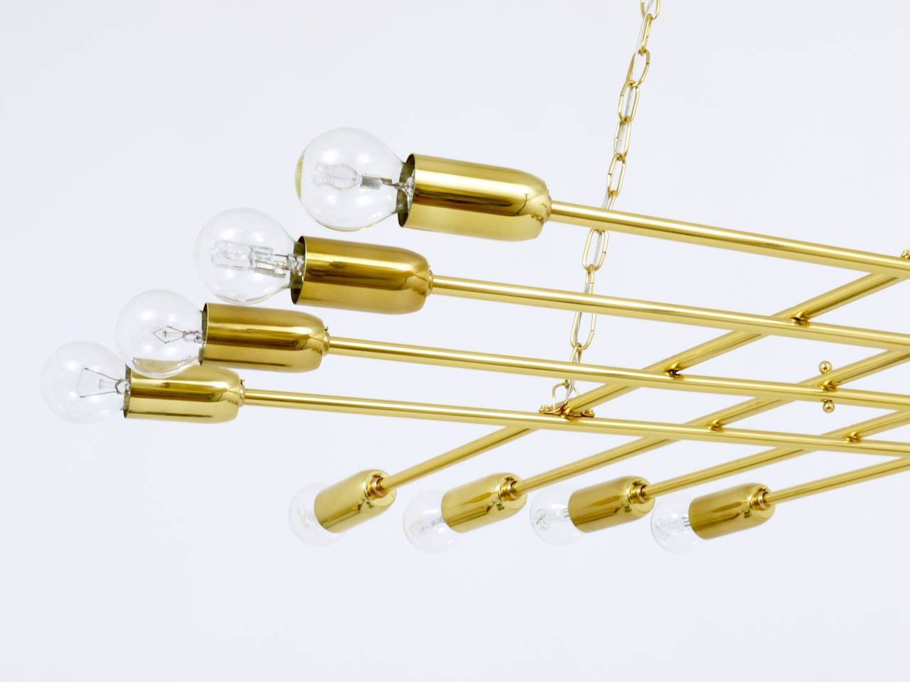 Grand lustre en laiton du milieu du siècle de Rupert Nikoll, Autriche, années 1950