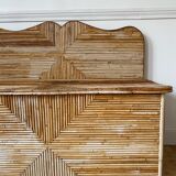 Chest bench in rattan and vintage bamboo