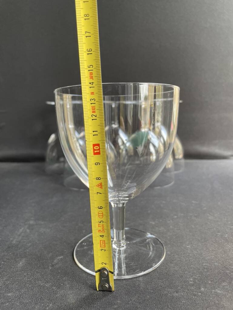 6 large glasses in light blown crystal