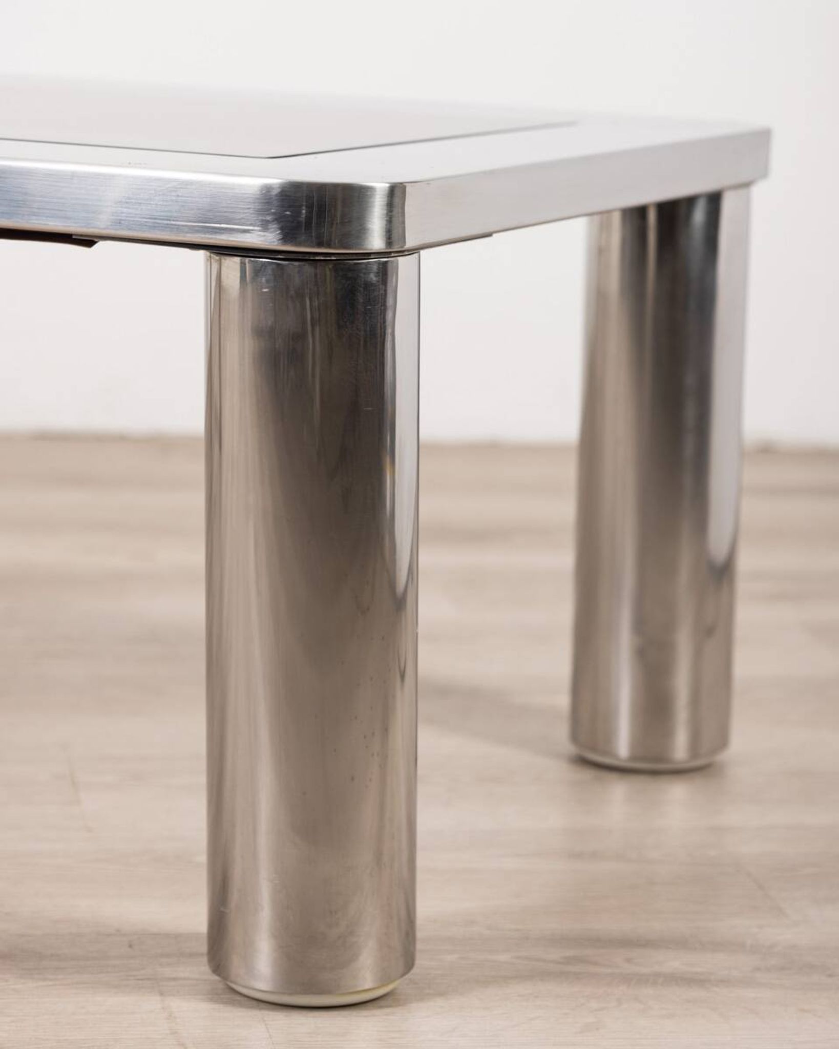 Vintage 60's table in chromed metal and glass, italian design