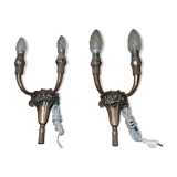 Paire d'appliques en bronze argenté 1900