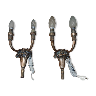 Paire d'appliques en bronze argenté 1900