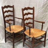 Pair of straw armchairs