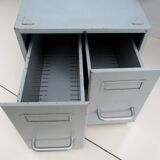 Vintage metal box with 2 drawers -industrial furniture grey