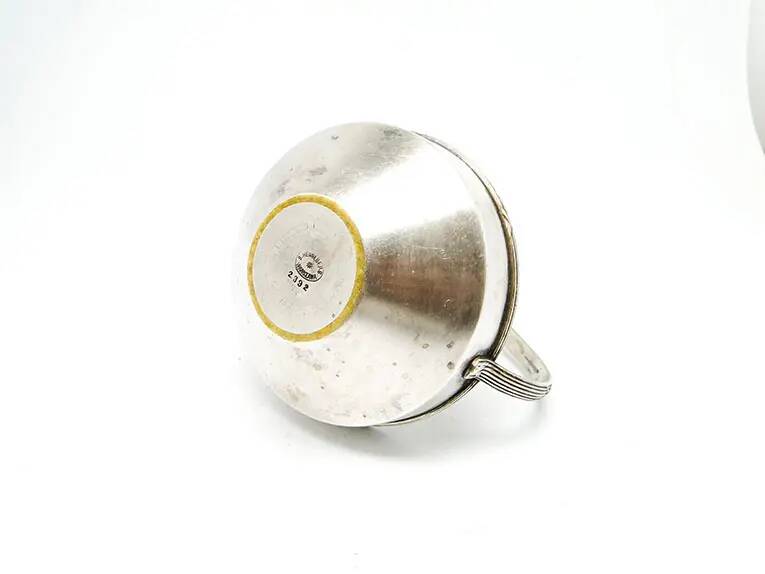 Sugar bowl, eclecticism, silver-plated brass, Bracia Henneberg, Poland, 1920s