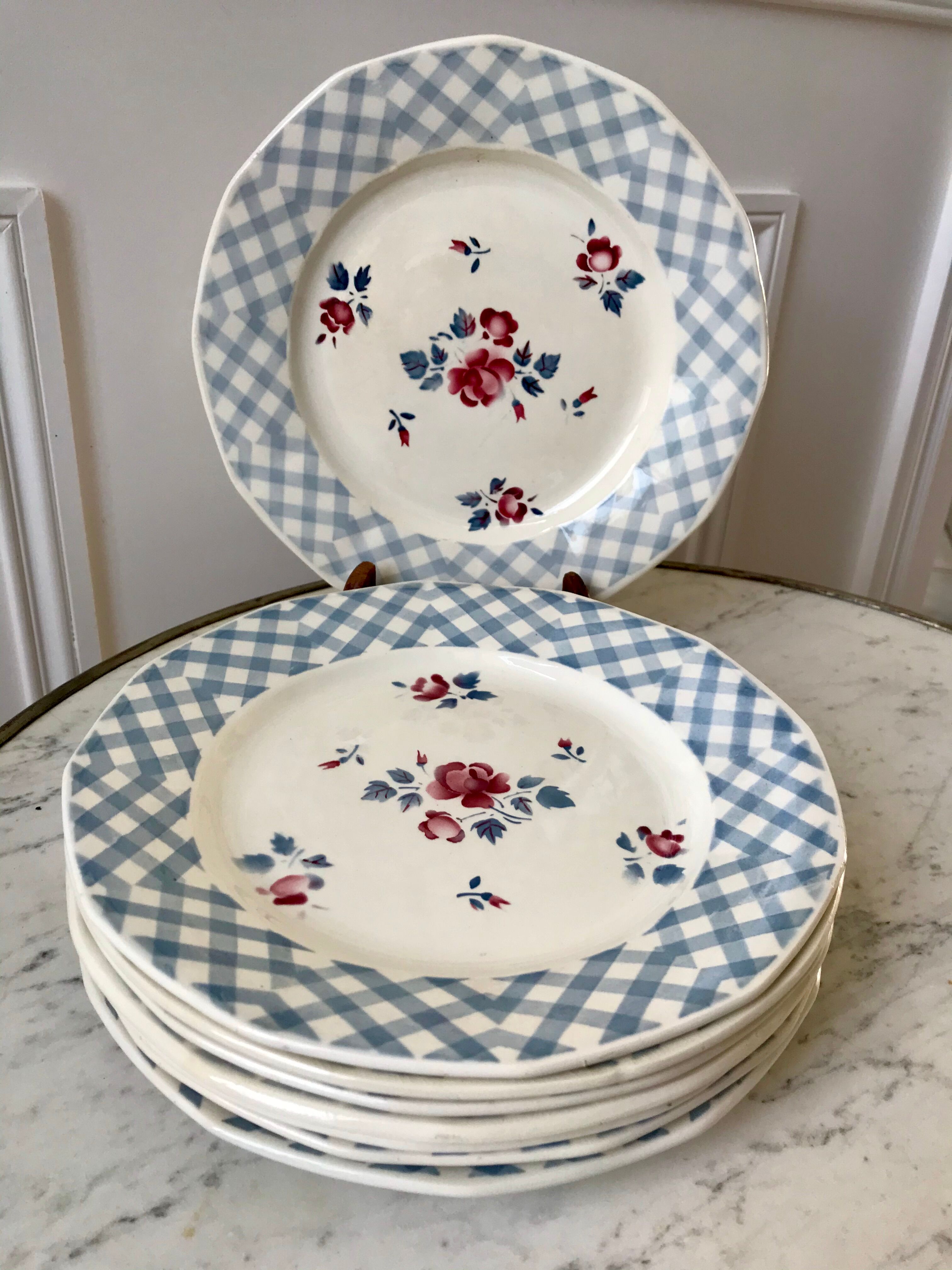 Set of 8 flat plates Digoin Sarreguemines 30s 40s